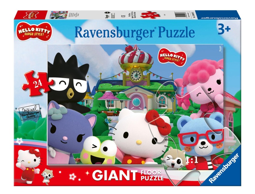 Ravensburger Kinderpuzzle 12004076 - Spaß in Cherry Town - Bodenpuzzle mit 24 großen Puzzleteilen, für Hello Kitty-Fans ab 3 Jahren - 