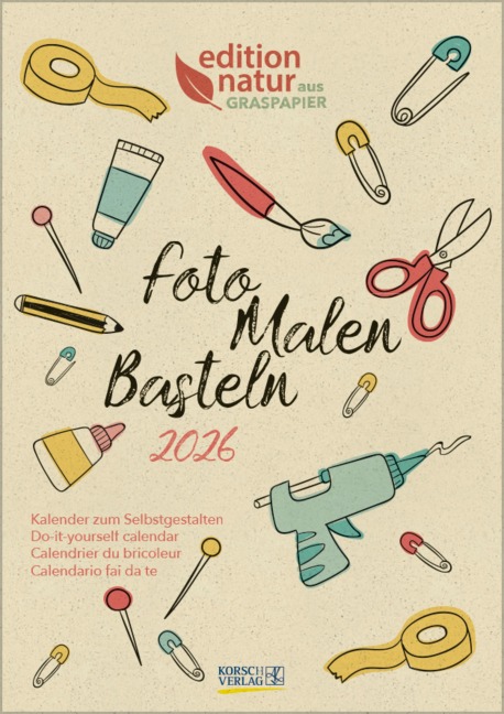 Foto-Malen-Basteln Bastelkalender A4 Graspapier 2026 - 