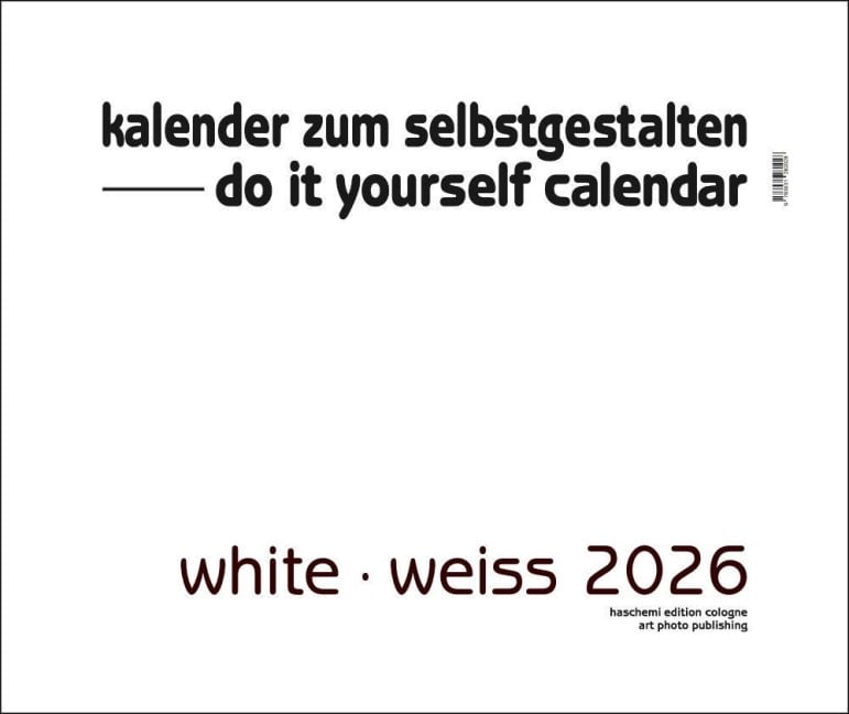 White  Weiss 2026  Blanko Gross XL Format - 