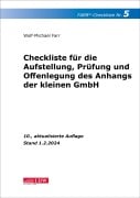 Cover-Bild zum Titel 'FARR Checkliste 5 für die Aufstellung, Prüfung und Offenlegung des Anhangs der kleinen GmbH' von 'Wolf-Michael Farr'