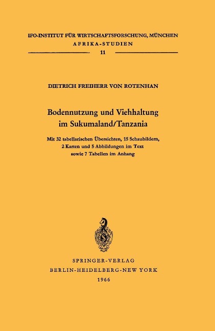Bodennutzung und Viehhaltung im Sukumaland/Tanzania - Dietrich Von Rotenhan