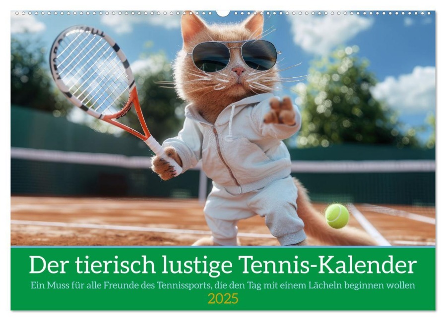 Der tierisch lustige Tennis-Kalender (Wandkalender 2025 DIN A2 quer), CALVENDO Monatskalender - Peter Rübsamen