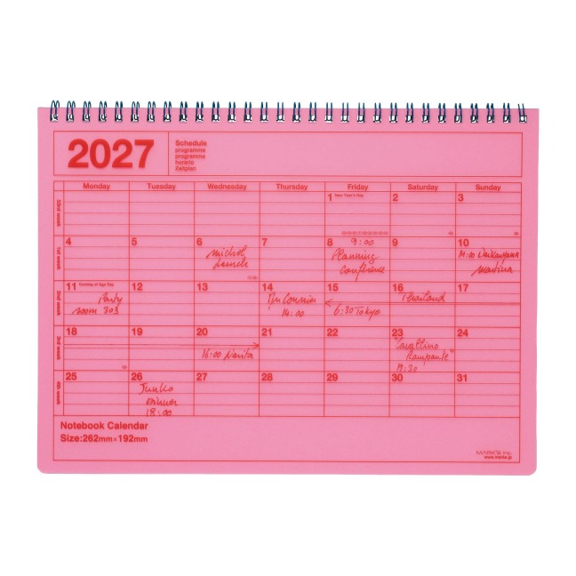 MARK'S 2027 Notebook Calendar M // Neon Pink - 