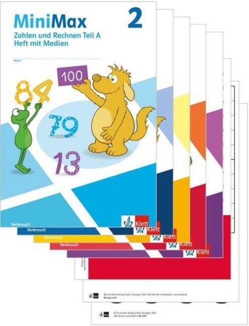 MiniMax 2. Paket Themenhefte mit Medien (5 Hefte: Zahlen und Rechnen A & B, Größen und Sachrechnen, Geometrie, Teste-dich-selbst, Beilage) - Verbrauch Klasse 2 - 