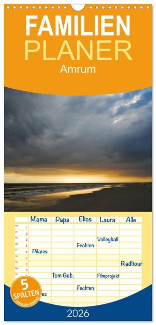 Familienplaner 2026 - Amrum mit 5 Spalten (Wandkalender, 21 x 45 cm) CALVENDO - Carsten Kienitz