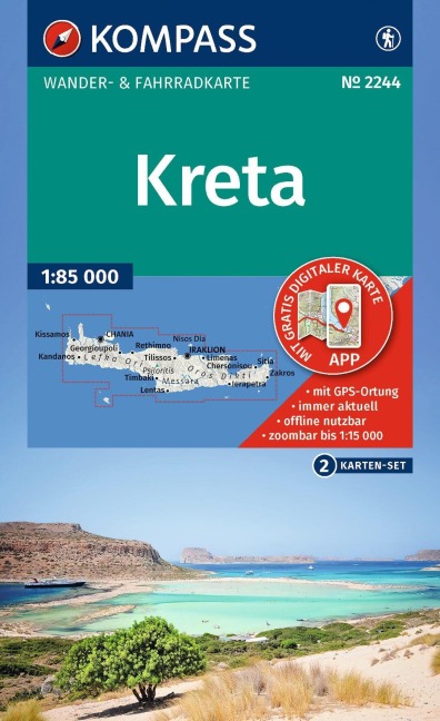 KOMPASS Wanderkarten-Set 2244 Kreta (2 Karten) 1:85.000 - 