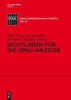 Richtlinien für die OPAC-Anzeige - 