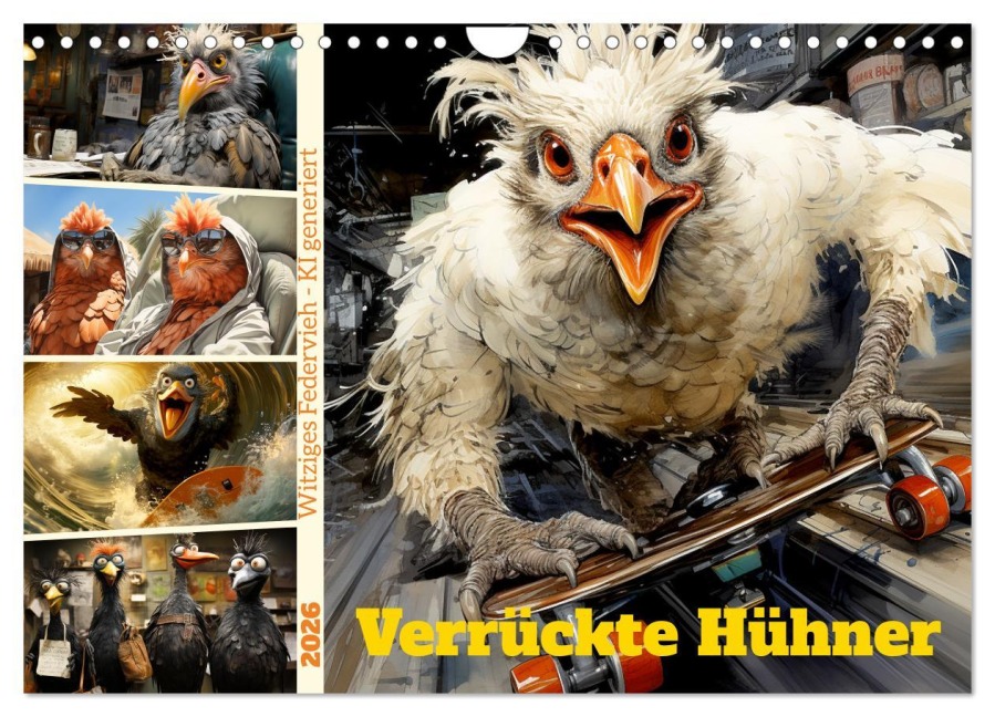 Verrückte Hühner (Wandkalender 2026 DIN A4 quer), CALVENDO Monatskalender - Cathrin Illgen