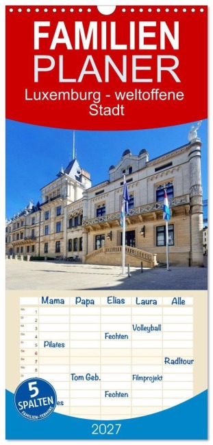 Familienplaner 2027 - Luxemburg - weltoffene Stadt mit 5 Spalten (Wandkalender, 21 x 45 cm) CALVENDO - Gisela Kruse