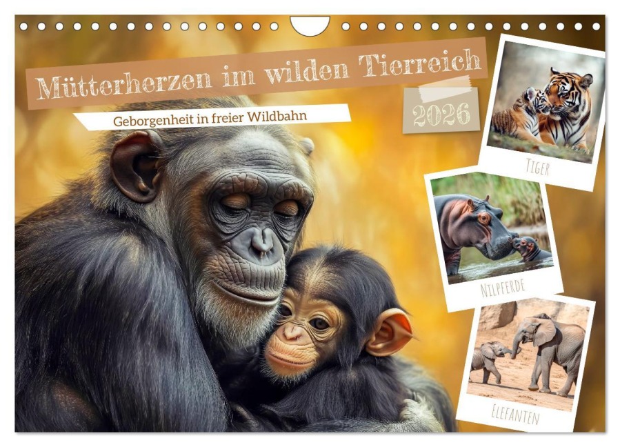 Mütterherzen im wilden Tierreich (Wandkalender 2026 DIN A4 quer), CALVENDO Monatskalender - Melanie Viola