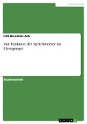 Cover-Bild zum Titel 'Zur Funktion der Sprichwörter im Ulenspiegel' von 'Lilli Bernitzki-Ash'