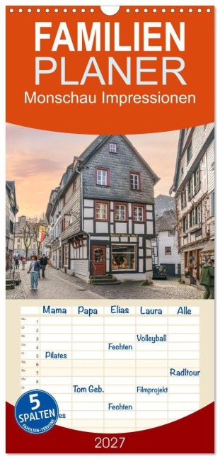 Familienplaner 2027 - Monschau Impressionen mit 5 Spalten (Wandkalender, 21 x 45 cm) CALVENDO - Dirk Meutzner