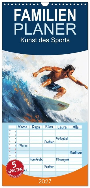 Familienplaner 2027 - Kunst des Sports mit 5 Spalten (Wandkalender, 21 x 45 cm) CALVENDO - Marie-Ange Pagnon