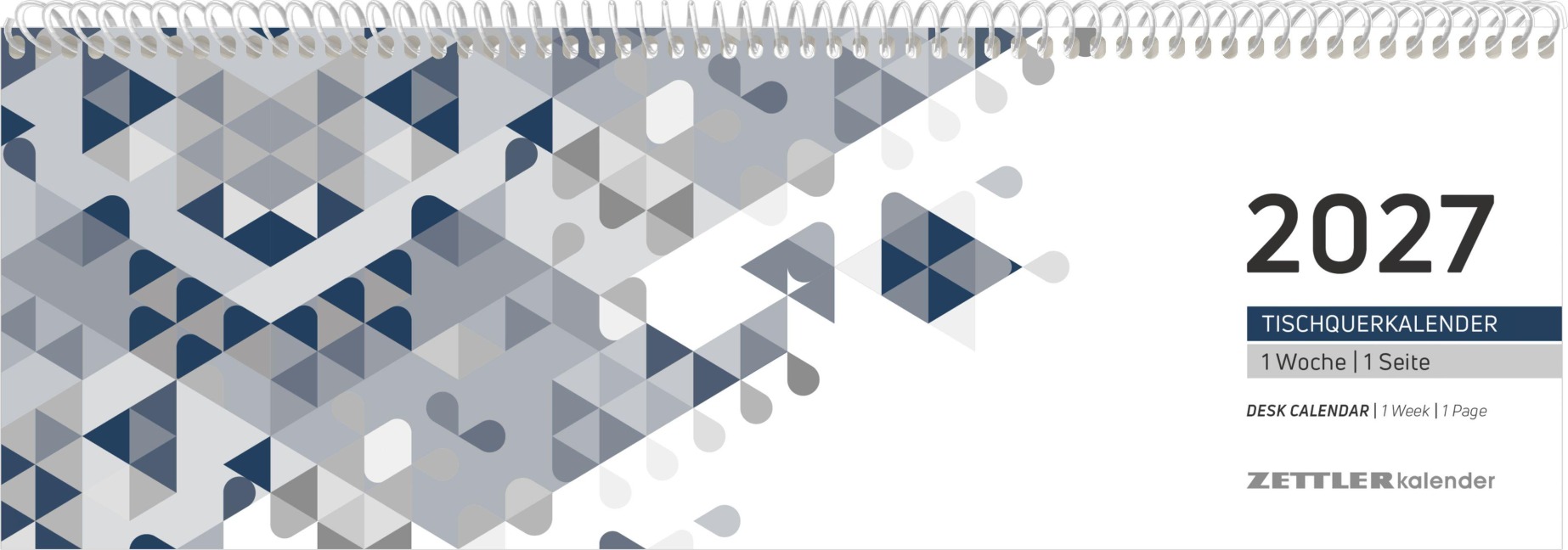 Tischquerkalender 1W/1S blau 2027 - 