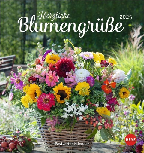 Herzliche Blumengrüße Postkartenkalender 2025 - 