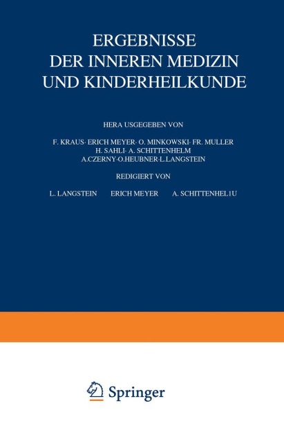 Ergebnisse der inneren Medizin und Kinderheilkunde - L. Langstein, A. Schittenhelm
