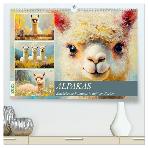 Alpakas. Entzückende Paintings in duftigen Farben (hochwertiger Premium Wandkalender 2025 DIN A2 quer), Kunstdruck in Hochglanz - Rose Hurley