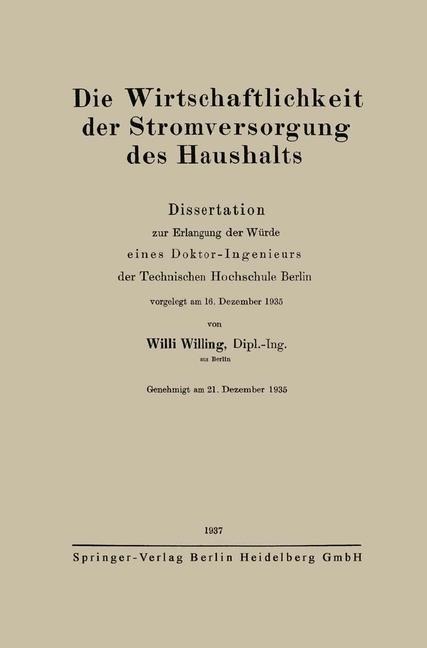 Die Wirtschaftlichkeit der Stromversorgung des Haushalts - Willi Willing