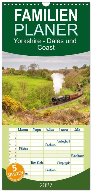 Familienplaner 2027 - Yorkshire - Dales und Coast mit 5 Spalten (Wandkalender, 21 x 45 cm) CALVENDO - Katrin Streiparth