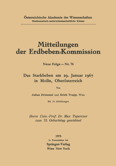 Das Starkbeben am 29. Januar 1967 in Molln, Oberösterreich - E. Trapp, J. Drimmel
