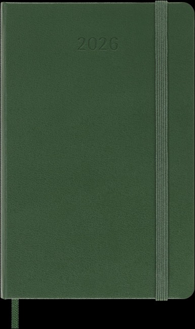 Moleskine 12 Monate Wochen Notizkalender 2026, Pocket/A6, 1 Wo = 1 Seite, rechts linierte Seite, Fester Einband, Myrtengrün - 