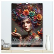 Cover-Bild zum Titel 'Fantasievolle Frauenporträts - Blütenzauber und Paradiesvögel (hochwertiger Premium Wandkalender 2026 DIN A2 hoch), Kunstdruck in Hochglanz' von 'Fotodesign Verena Scholze'