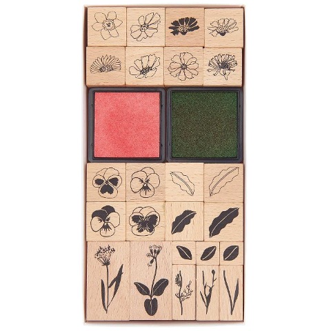 Stempelset Futschikato, Blumen, FSC 100%, 24 Stempel, 2 Stempelkissen - 