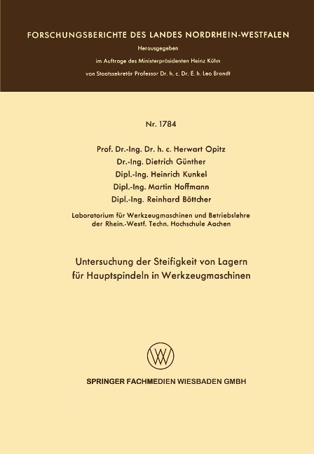 Untersuchung der Steifigkeit von Lagern für Hauptspindeln in Werkzeugmaschinen - Herwart Optiz