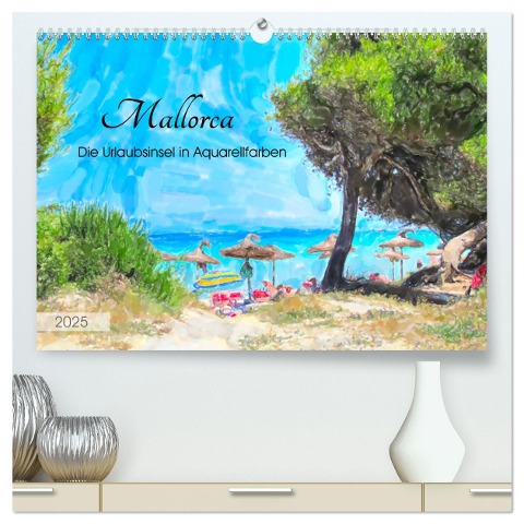 Mallorca - Die Urlaubsinsel in Aquarellfarben (hochwertiger Premium Wandkalender 2025 DIN A2 quer), Kunstdruck in Hochglanz - Anja Frost