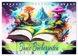 Cover-Bild zum Titel 'Bunte Bücherseiten (Tischkalender 2026 DIN A5 quer), CALVENDO Monatskalender' von 'Dusanka Djeric'