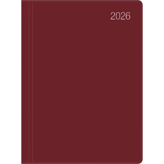 Taschenkalender bordeaux 2026 - Bürokalender 10,2x14,2 - 1 Woche auf 2 Seiten - flexibler Kunststoffeinband - Notizheft - Wochenkalender - 640-1011 - 