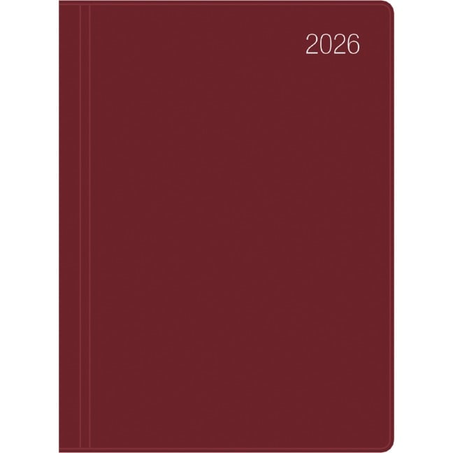 Taschenkalender bordeaux 2026 - Bürokalender 10,2x14,2 - 1 Woche auf 2 Seiten - flexibler Kunststoffeinband - Notizheft - Wochenkalender - 640-1011 - 