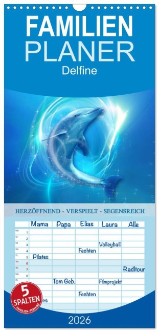 Familienplaner 2026 - Delfine - Kalender mit 5 Spalten (Wandkalender, 21 x 45 cm) CALVENDO - Gaby Shayana Hoffmann