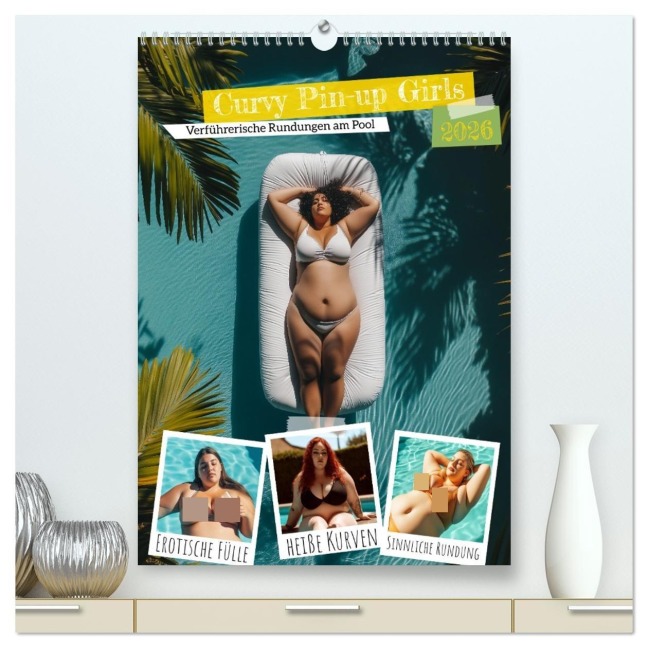 Curvy Pin-up Girls - Verführerische Rundungen am Pool (hochwertiger Premium Wandkalender 2026 DIN A2 hoch), Kunstdruck in Hochglanz - Mb Fotografie