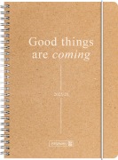 BRUNNEN Schülerkalender (2025/2026) "Good Things", 2 Seiten = 1 Woche, A5, 208 Seiten, Kraftpapier-Einband - 