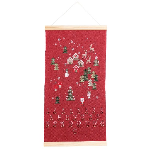 Stickpackung Gezählter Kreuzstich, Adventskalender, Weihnachtslandschaft, hängend, 30x54cm - 