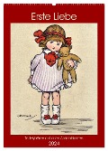Erste Liebe - Teddybären auf alten Ansichtskarten (Wandkalender 2024 DIN A2 hoch), CALVENDO Monatskalender - Henning von Löwis of Menar