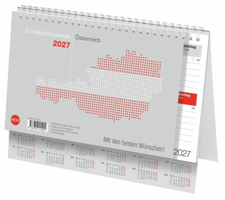 Schreibtischkalender Österreich klein 2027 - 