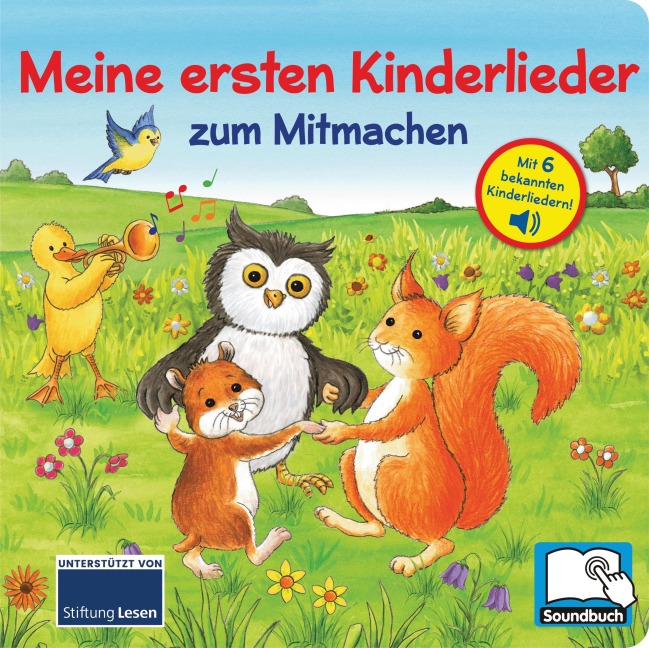 Meine ersten Kinderlieder zum Mitmachen - Liederbuch mit 6 integrierten Melodien - Soundbuch für Kinder ab 18 Monaten - 