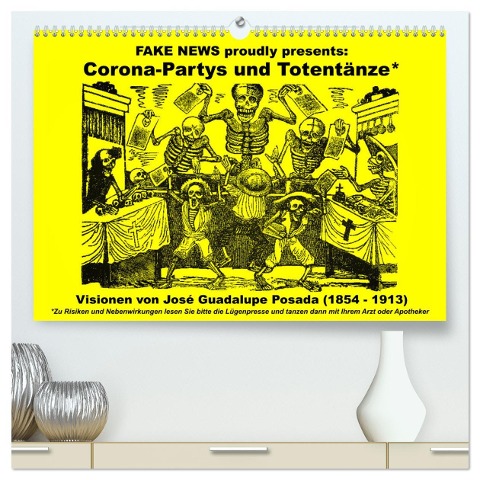 Corona-Partys und Totentänze (hochwertiger Premium Wandkalender 2024 DIN A2 quer), Kunstdruck in Hochglanz - Claus Liepke