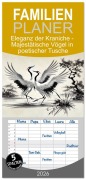 Familienplaner 2026 - Eleganz der Kraniche - Majestätische Vögel in poetischer Tusche mit 5 Spalten (Wandkalender, 21 x 45 cm) CALVENDO - Anja Frost