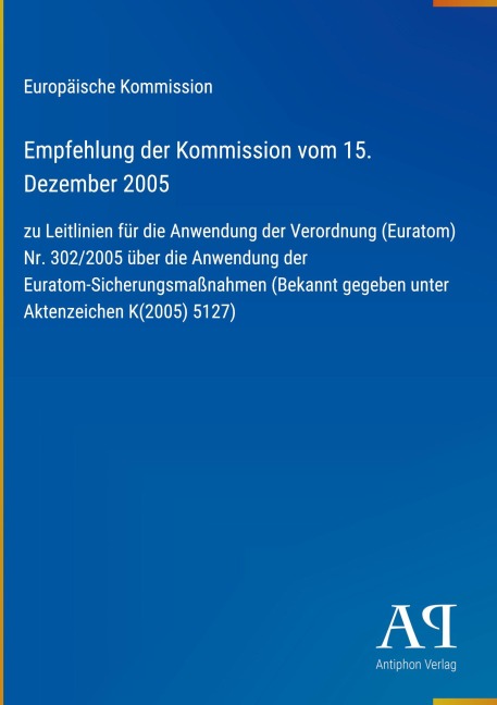 Empfehlung der Kommission vom 15. Dezember 2005 - Europäische Kommission