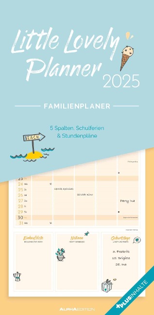 Little Lovely Planner 2025 Familienplaner - Familien-Timer - Termin-Planer - Kinder-Kalender - Familien-Kalender - 22x45 - 