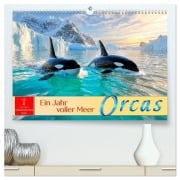 Cover-Bild zum Titel 'Orcas - ein Jahr voller Meer (hochwertiger Premium Wandkalender 2026 DIN A2 quer), Kunstdruck in Hochglanz' von 'Roder Roder'