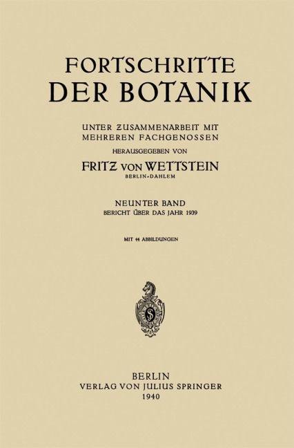 Fortschritte der Botanik - Fritz Von Wettstein