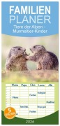 Cover-Bild zum Titel 'Familienplaner 2026 - Tiere der Alpen - Murmeltier-Kinder mit 5 Spalten (Wandkalender, 21 x 45 cm) CALVENDO' von 'Judith Kuhn'