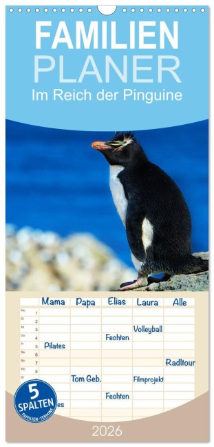 Familienplaner 2026 - Im Reich der Pinguine mit 5 Spalten (Wandkalender, 21 x 45 cm) CALVENDO - Hans-Gerhard Pfaff
