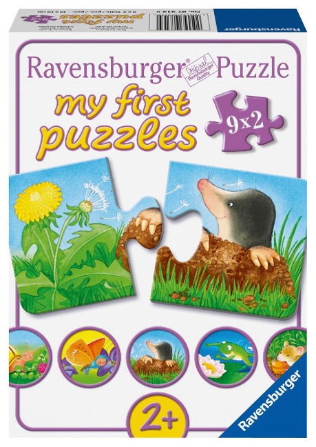 Tiere im Garten. Puzzle 9 x 2 Teile - 