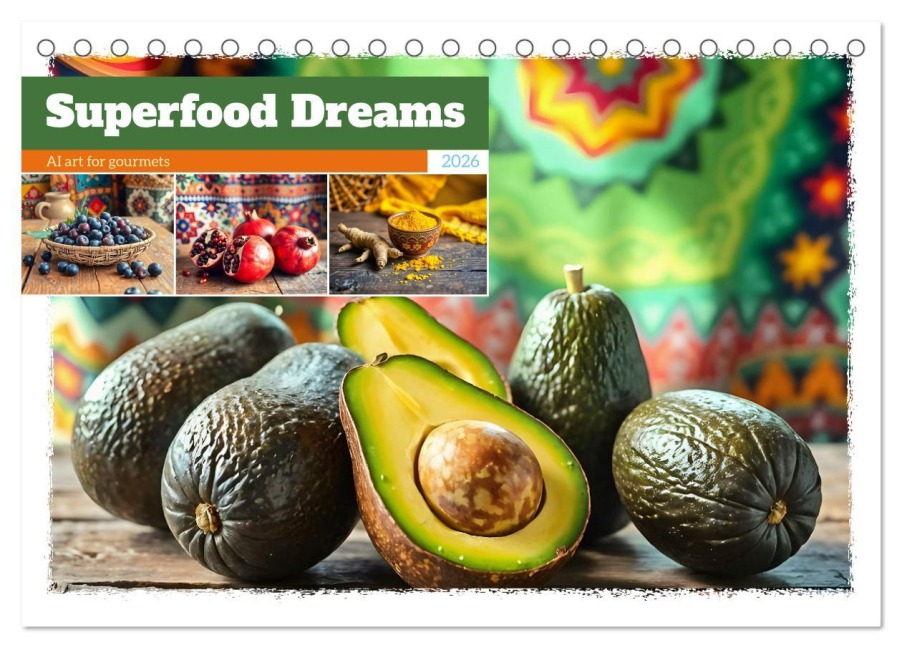 Superfood Dreams - AI art for gourmets (Desk Calendar 2026 DIN A5 landscape), CALVENDO 12 Month DeskCalendar - Fred Schimak