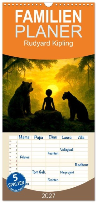 Familienplaner 2027 - Rudyard Kipling mit 5 Spalten (Wandkalender, 21 x 45 cm) CALVENDO - Steffani Lehmann